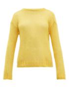Matchesfashion.com Prada - Open Knit Mohair Blend Sweater - Womens - Yellow