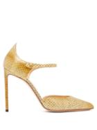 Matchesfashion.com Francesco Russo - Ayers-snake Mary-jane Stiletto Pumps - Womens - Yellow
