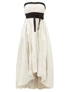 Matchesfashion.com Brock Collection - Grosgrain Trim Strapless Taffeta Gown - Womens - Ivory Multi