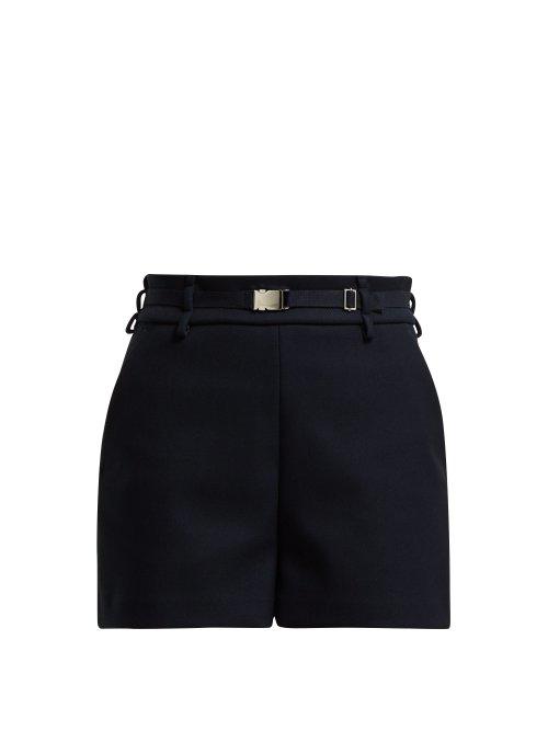 Matchesfashion.com Redvalentino - Belted Twill Shorts - Womens - Navy