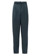 Matchesfashion.com Lemaire - Pleated Cotton-blend Wide-leg Trousers - Mens - Blue
