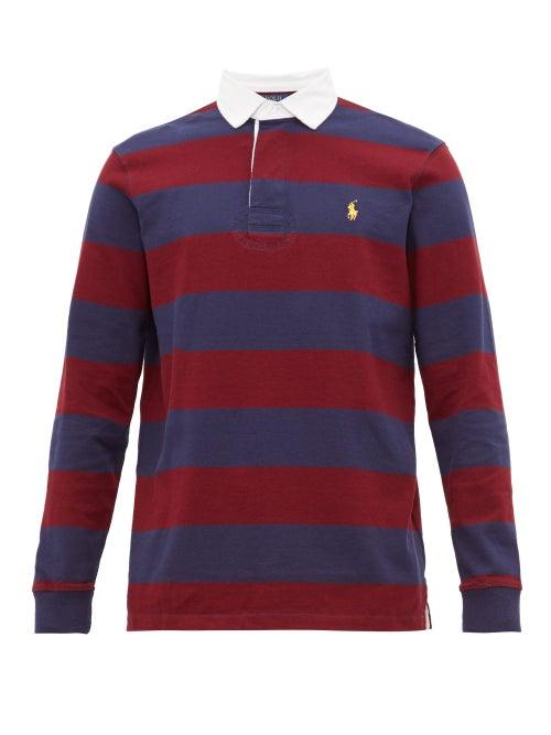 Matchesfashion.com Polo Ralph Lauren - Rugby Striped Cotton Polo Shirt - Mens - Red Navy
