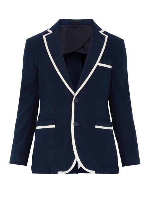 Matchesfashion.com Orlebar Brown - Edgar Cotton Blend Terry Towelling Blazer - Mens - Navy
