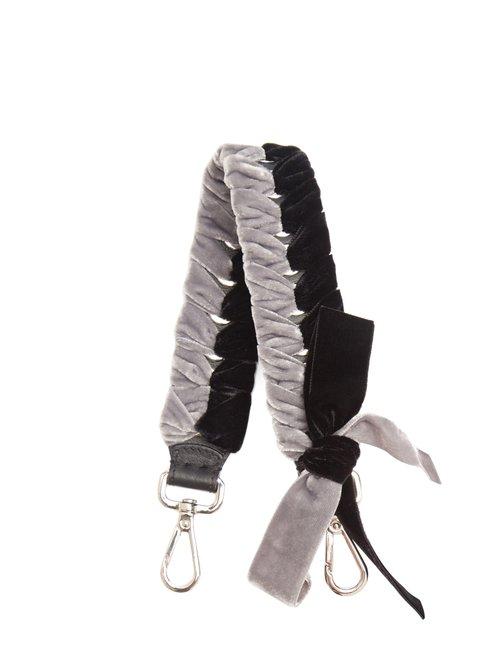 Matchesfashion.com Fendi - Strap You Whipstitched Ribbon Short Bag Strap - Womens - Black Grey