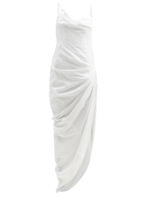 Matchesfashion.com Jacquemus - Saudade Draped Open-back Twill Dress - Womens - White