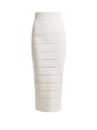 Balmain Striped Stretch-knit Midi Skirt