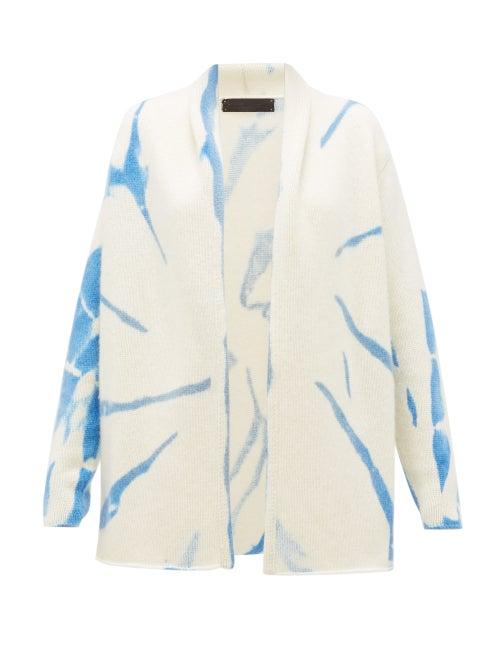 Matchesfashion.com The Elder Statesman - Tie-dye Cashmere Cardigan - Womens - Blue White