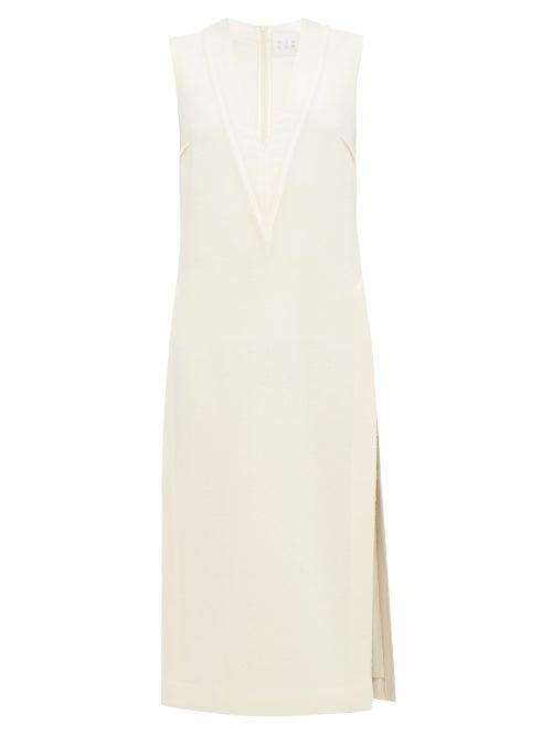 Matchesfashion.com Albus Lumen - Luna V Neck Wool Dress - Womens - Cream