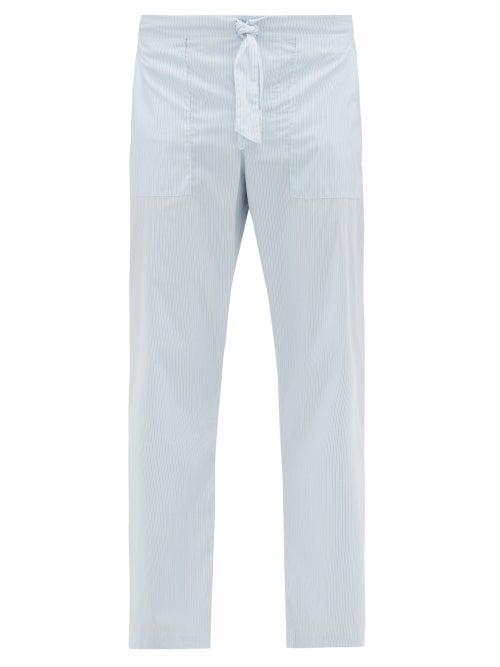 Matchesfashion.com E. Tautz - Hairline-striped Cotton-poplin Pyjama Trousers - Mens - Blue