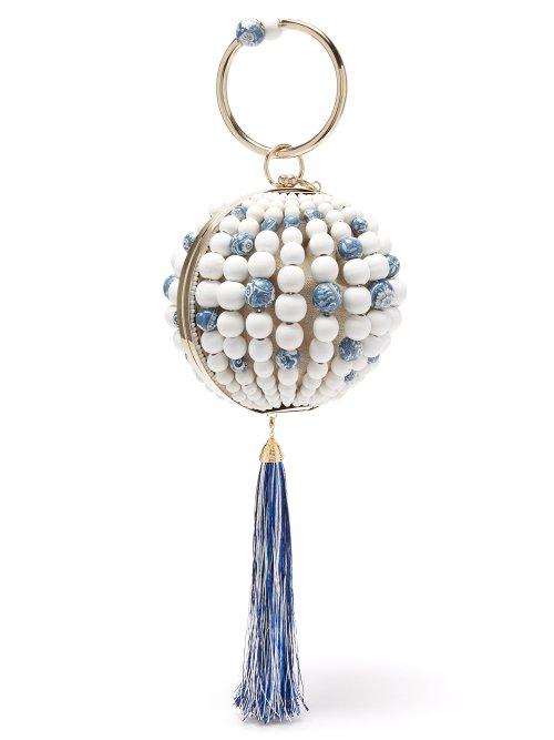 Matchesfashion.com Rosantica By Michela Panero - Bead And Tassel Ball Clutch - Womens - White Multi