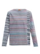 Matchesfashion.com Missoni - Patchworked Space-dye Striped Cotton T-shirt - Mens - Blue Multi