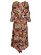 Matchesfashion.com Marni - Mist Print Silk Crepe Wrap Dress - Womens - Red Print