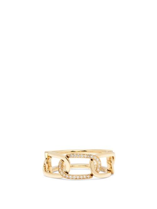 Matchesfashion.com Raphaele Canot - Links Diamond & 18kt Gold Ring - Womens - Yellow Gold