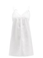 Ladies Lingerie Rossell England - Self-tie Straps Linen Nightdress - Womens - White