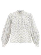 Thierry Colson - Yana Floral-print Cotton Blouse - Womens - Blue Floral