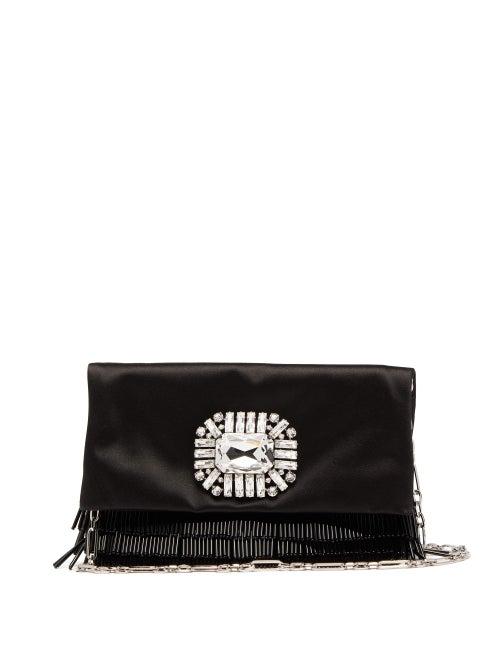 Matchesfashion.com Jimmy Choo - Titania Crystal-embellished Satin Clutch - Womens - Black
