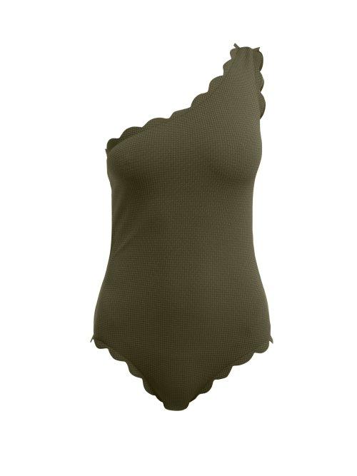 Matchesfashion.com Marysia - Santa Barbara Scallop Edged Swimsuit - Womens - Khaki