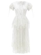 Matchesfashion.com Rodarte - Peplum-waist Glitter-tulle Dress - Womens - Silver