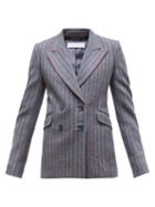 Matchesfashion.com Gabriela Hearst - Angela Double Breasted Striped Herringbone Blazer - Womens - Grey Multi