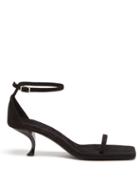 The Row - Paloma Curved-heel Suede Sandals - Womens - Black