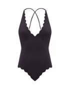 Marysia - North Scalloped-edge Swimsuit - Womens - Black