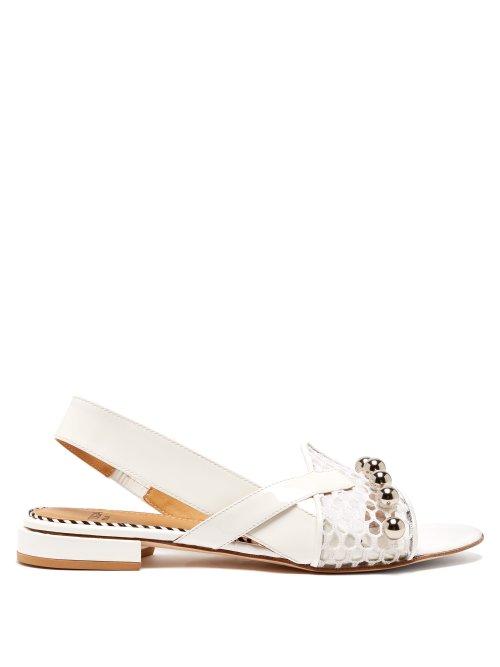 Matchesfashion.com Toga - Asymmetric Mesh Patent Sandals - Womens - White