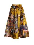 Erdem Teresa Floral-print Velvet Midi Skirt