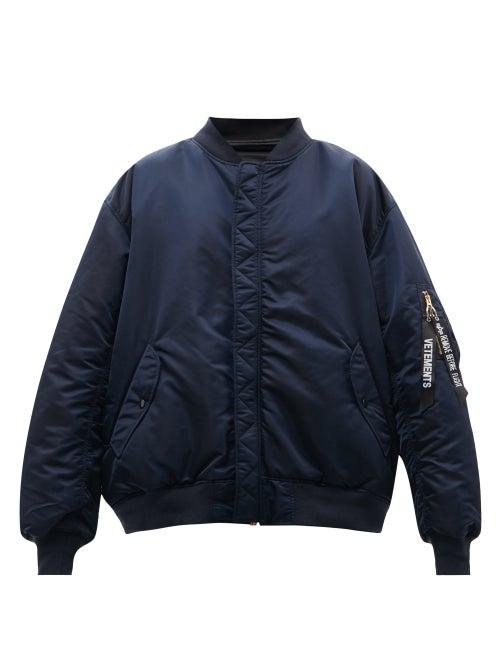 Ladies Rtw Vetements - Reversible Oversized Padded Bomber Jacket - Womens - Navy