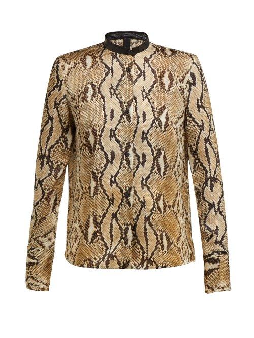 Matchesfashion.com Petar Petrov - Beale Python Print Silk Chiffon Blouse - Womens - Beige Multi
