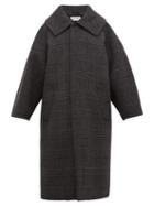 Matchesfashion.com Balenciaga - Oversized Checked Wool Blend Coat - Womens - Dark Grey