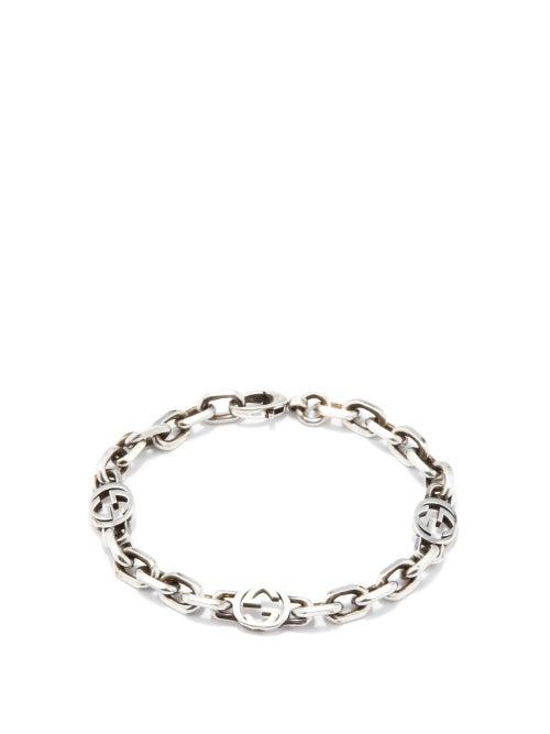 Gucci - Gg-link Antiqued Sterling-silver Bracelet - Mens - Silver