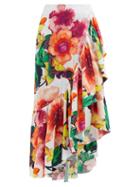 Camilla - Pretty As A Poppy-print Ruffled Cotton Wrap Skirt - Womens - White Print