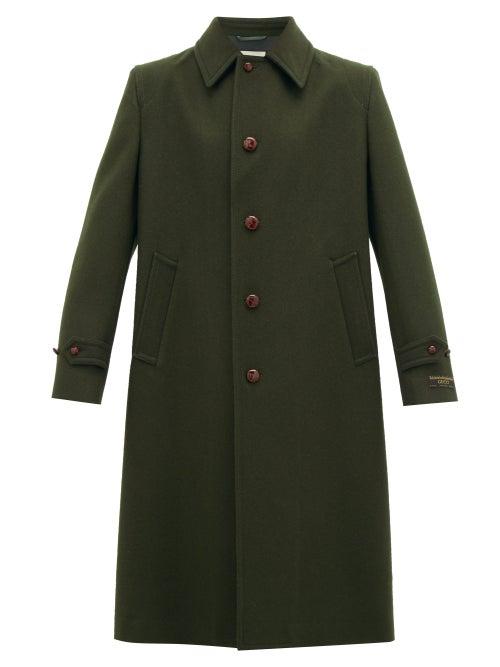 Matchesfashion.com Gucci - Box-pleat Single-breasted Wool Coat - Mens - Dark Green