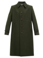 Matchesfashion.com Gucci - Box-pleat Single-breasted Wool Coat - Mens - Dark Green
