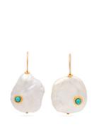 Matchesfashion.com Lizzie Fortunato - Piccolo Baroque Pearl And Turquoise Drop Earrings - Womens - Pearl