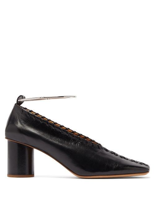 Matchesfashion.com Jil Sander - Whipstitched Square Toe Leather Pumps - Womens - Black