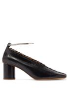 Matchesfashion.com Jil Sander - Whipstitched Square Toe Leather Pumps - Womens - Black