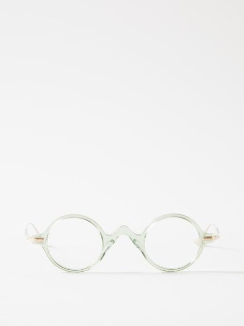 Matsuda - Round Acetate And Titanium Glasses - Mens - Green Mint