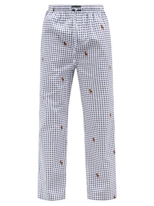 Polo Ralph Lauren - Bear-logo Check Cotton-twill Pyjama Trousers - Mens - Blue Multi