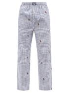 Polo Ralph Lauren - Bear-logo Check Cotton-twill Pyjama Trousers - Mens - Blue Multi