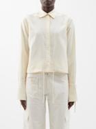 Toteme - Drawstring-hem Lyocell-blend Shirt - Womens - Vanilla