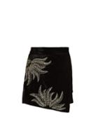 Matchesfashion.com Dodo Bar Or - Paula Embellished Velvet Mini Skirt - Womens - Black