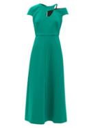 Matchesfashion.com Roland Mouret - Thean Cutout Cap-sleeve Cady-crepe Dress - Womens - Green