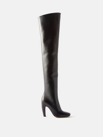 Bottega Veneta - Canalazzo Leather Over-the-knee Boots - Womens - Black