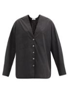 Matchesfashion.com Co - V-neck Cotton-blend Poplin Shirt - Womens - Black