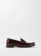 Saint Laurent - Le Loafer 05 Tortoiseshell-effect Leather Loafers - Mens - Dark Brown