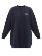 Ladies Rtw Ganni - Software Organic Cotton-blend Jersey Sweatshirt - Womens - Navy