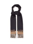 Loewe - Logo-jacquard Striped Wool-blend Scarf - Womens - Camel