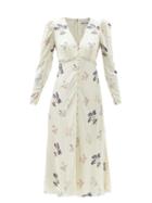 Ladies Rtw Self-portrait - Crystal-embellished Floral-print Midi Dress - Womens - Ivory Multi