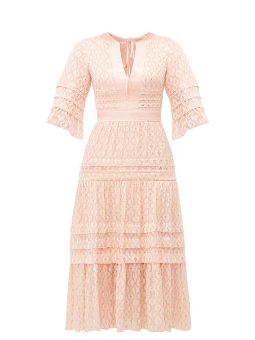 Matchesfashion.com Temperley London - Suki Metallic Fil Coup Midi Dress - Womens - Light Pink